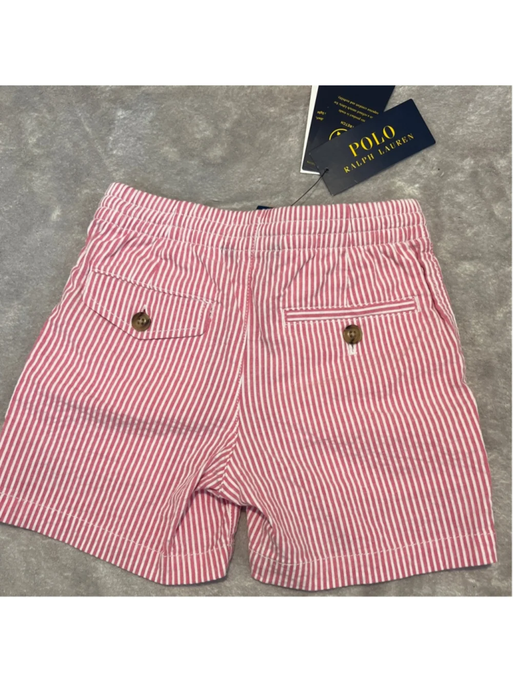 Boys Polo Ralph Lauren Striped Seersucker Shorts Size 4 Stretch Classic Pink